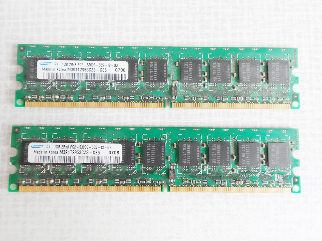 2GB ( 2 X 1gb) Samsung M391T2953CZ3-CE6 PC2-5300E-555-12-G3 1GB Memory RAM